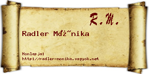 Radler Mónika névjegykártya